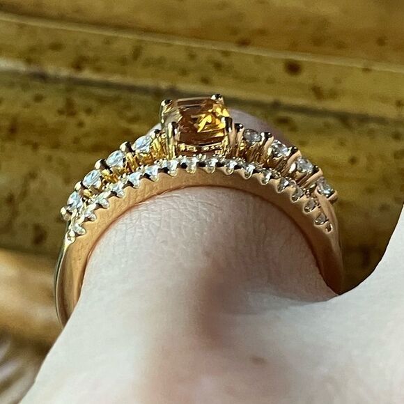 Brazilian Citrine Sterling Silver Ring Set Size 7.75 - Picture 2 of 9